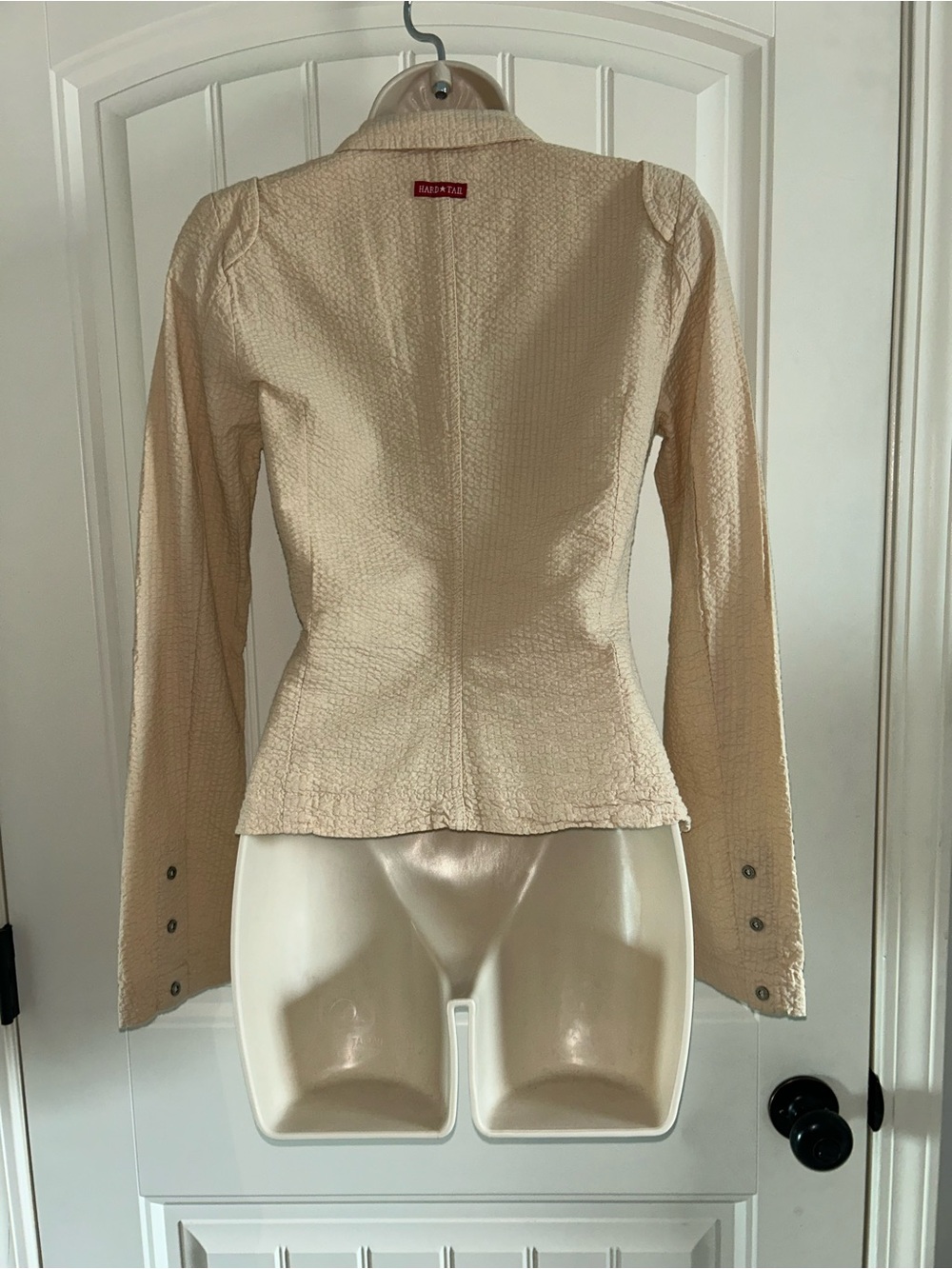 NEW Hard Tail Cream Textured Blazer with Pink Rose Embroidery Sz S - Picture 5 of 6